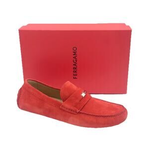 Red Suede Buckle Loafers EEE Brand New